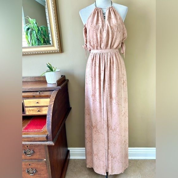 The Jetset Diaries TJD Sierra Floral Maxi Dress Halter Off Shoulder Front Slit S - Picture 2 of 16